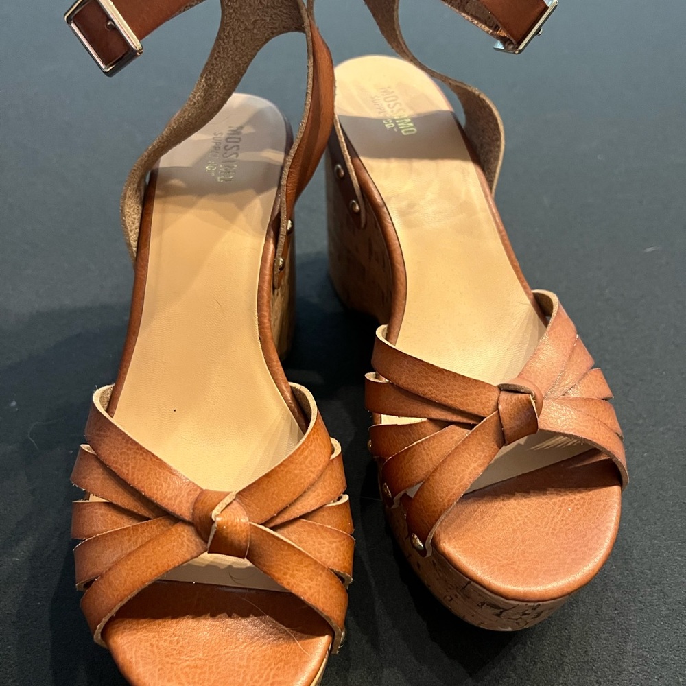 Brown leather wedges size 7.5
